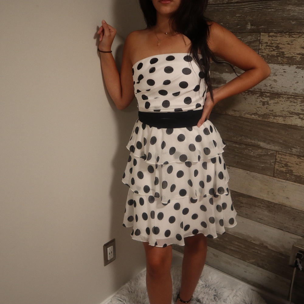 White House Black Market B & W Polka Dot Dress